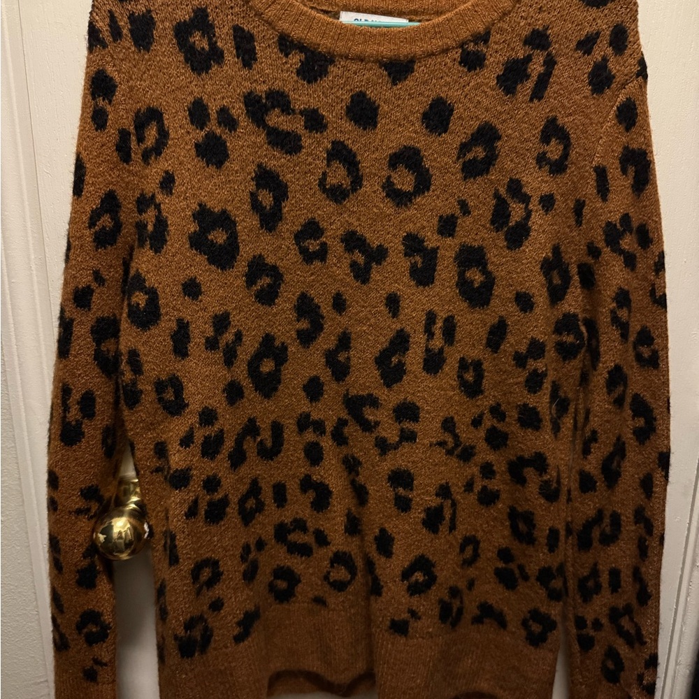 Old Navy Brown and Black Animal Print Sweater
